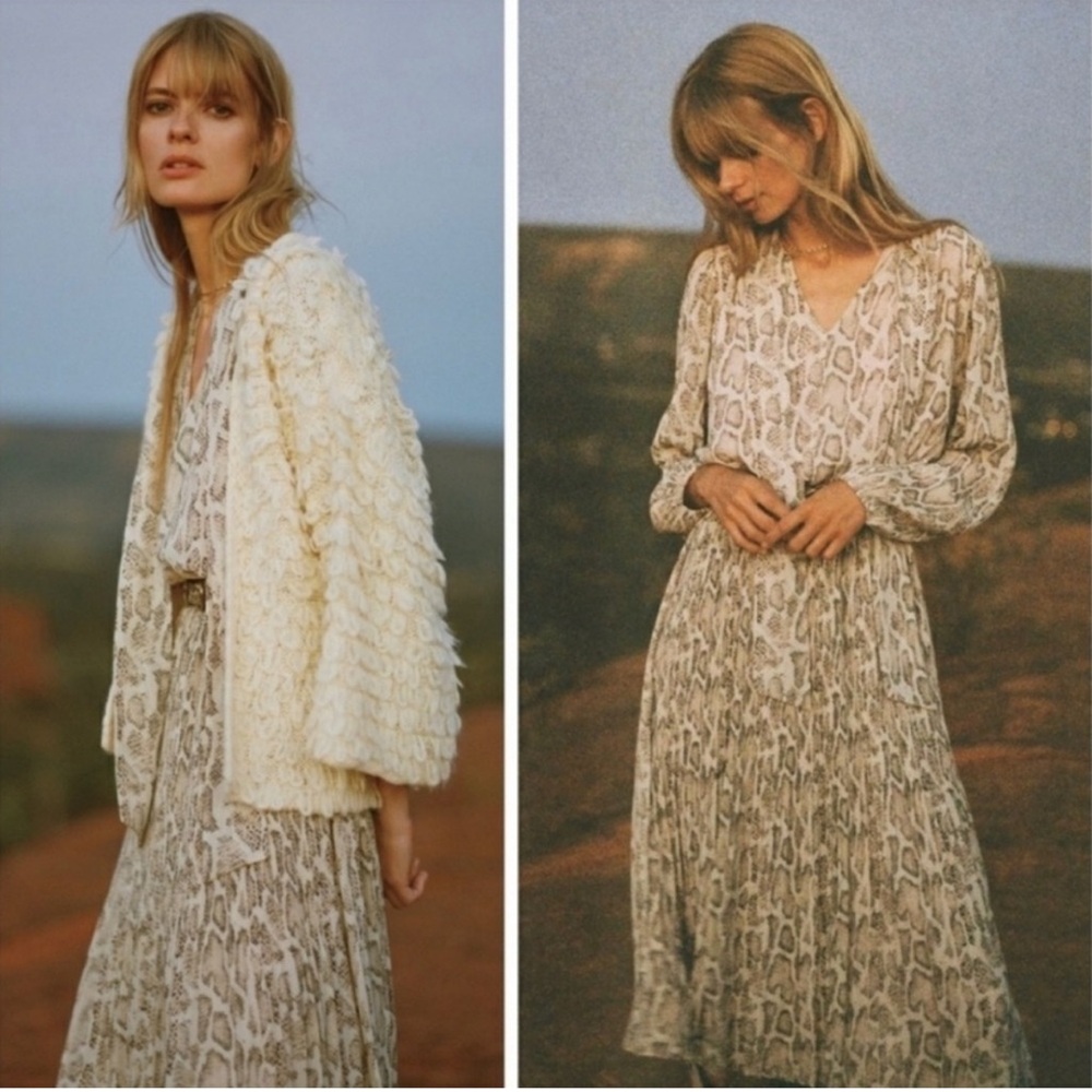 Current Air Olivia Snake-Printed Midi Dress Neutral - Picture 4 of 5